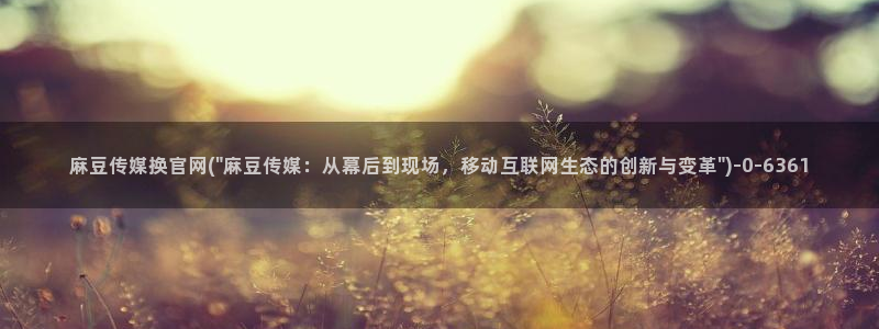 成人麻豆传媒官网:麻豆传媒换官网(\
